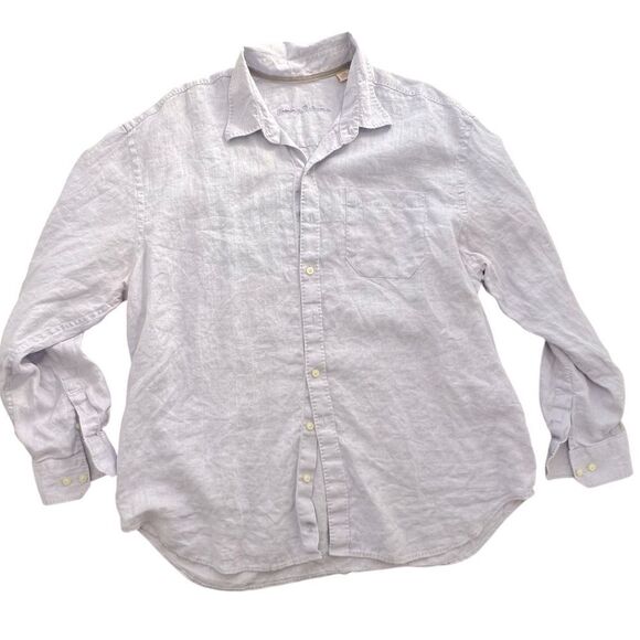 Tommy Bahama Men’s 1XB 100% Linen Long-Sleeve Shirt - Relaxed Fit, lilac - Picture 1 of 9